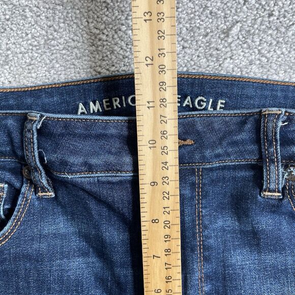 American Eagle Jeans Women’s 14 X-Short Blue Skinny Kick High Rise Dark Wash - Picture 9 of 12